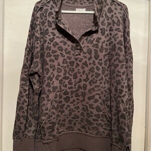 Maurices Leopard Print Sweatshirt with Snaps